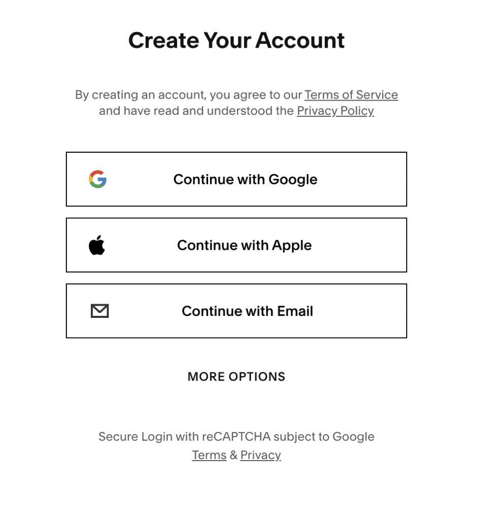 Squarespace signup page
